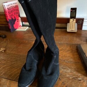 Talbots Black Suede Knee High Boots, 6 1/2" leather